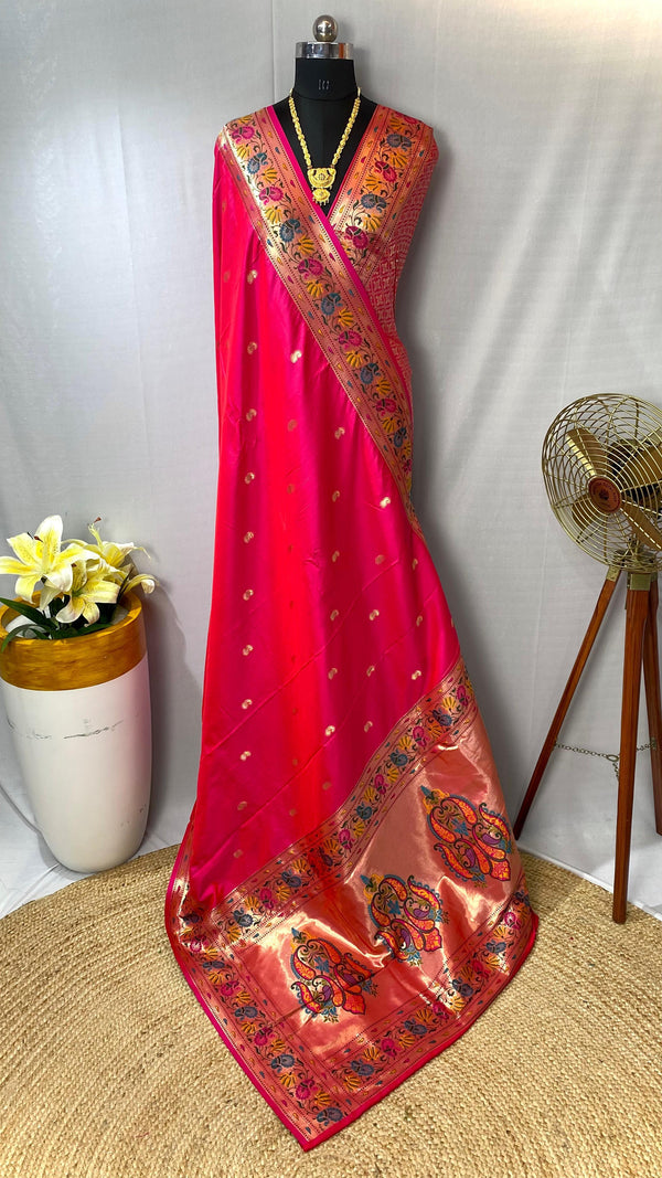 Marvelous Paithani Silk Pink Color Saree