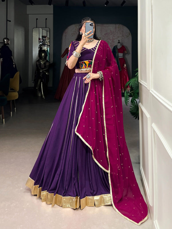 Purple Color Gotta Patti Touch Navratri Lehenga Choli Set