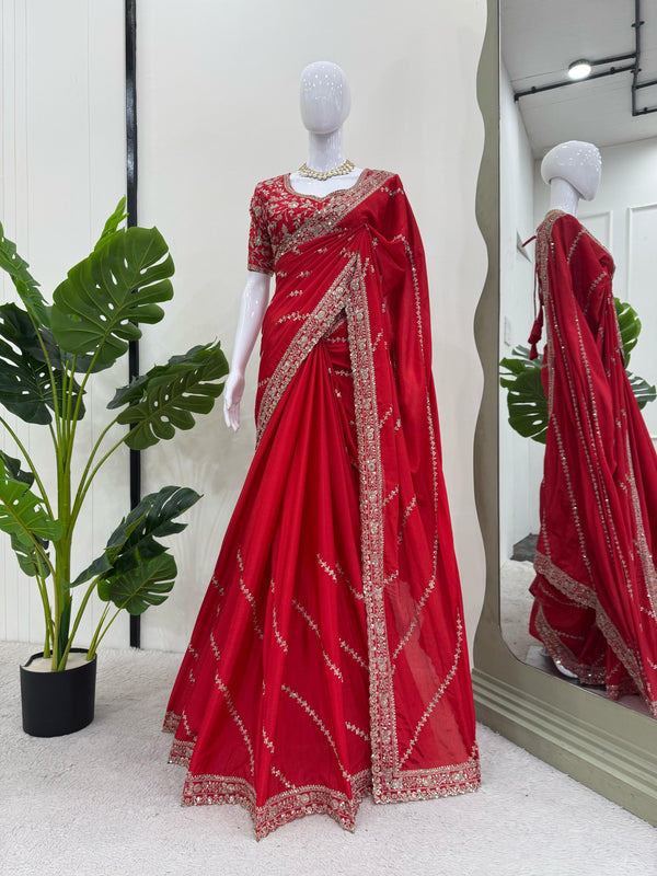 Blissful Heavy Red Color Saree