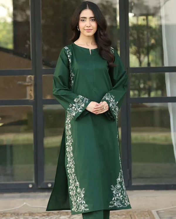 Roman Silk Green Color Straight Salwar Suit