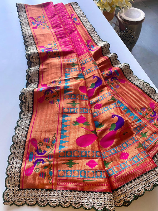 Ravishing Pink Color Paithani Silk Saree