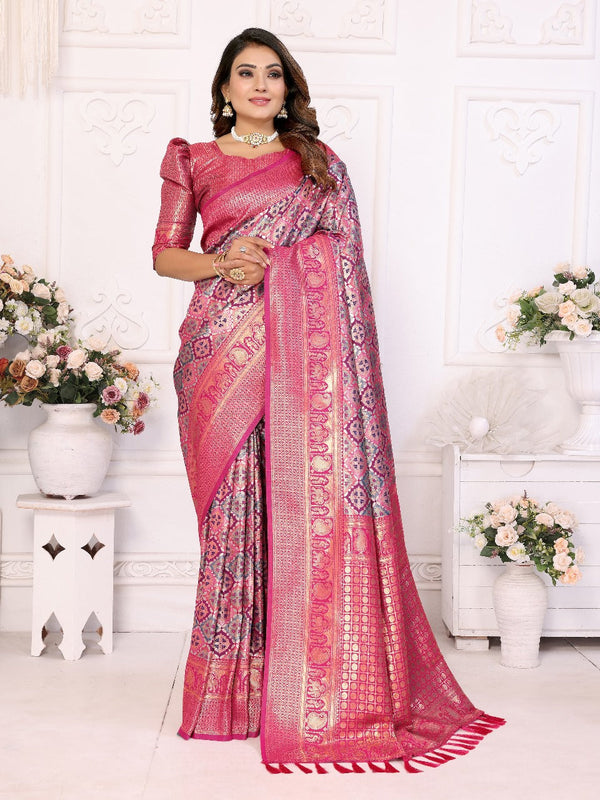 Glimmering Jari Silk  Purple Color Saree