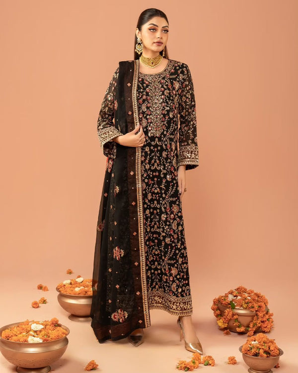 Classic Gorgette Black Color Salwar Suit