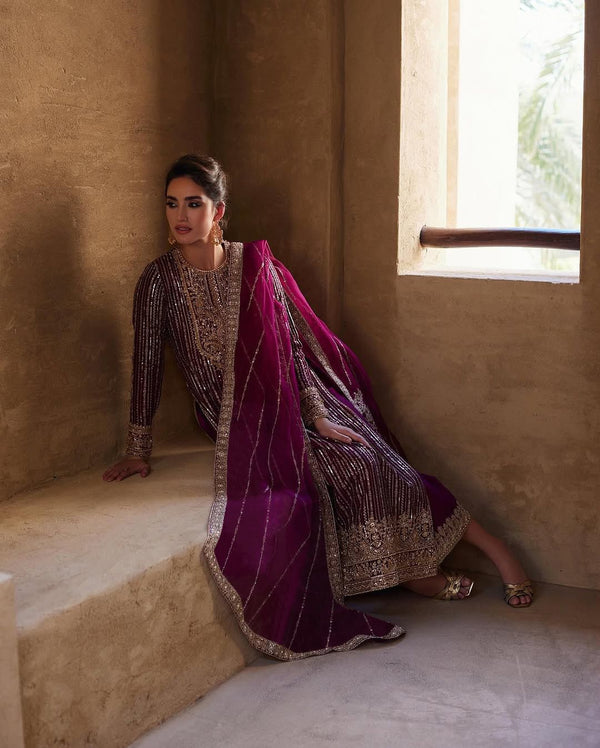 Elegant Georgette Pink Color Palazzo Suit