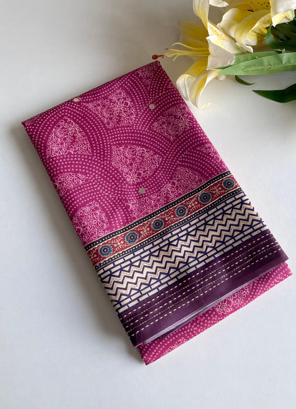 Elegant Bandhani Prints Wine Color Saree