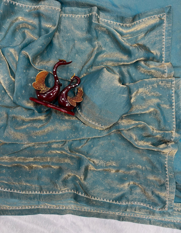 Green Color Festive Wear Shining Silk Saree