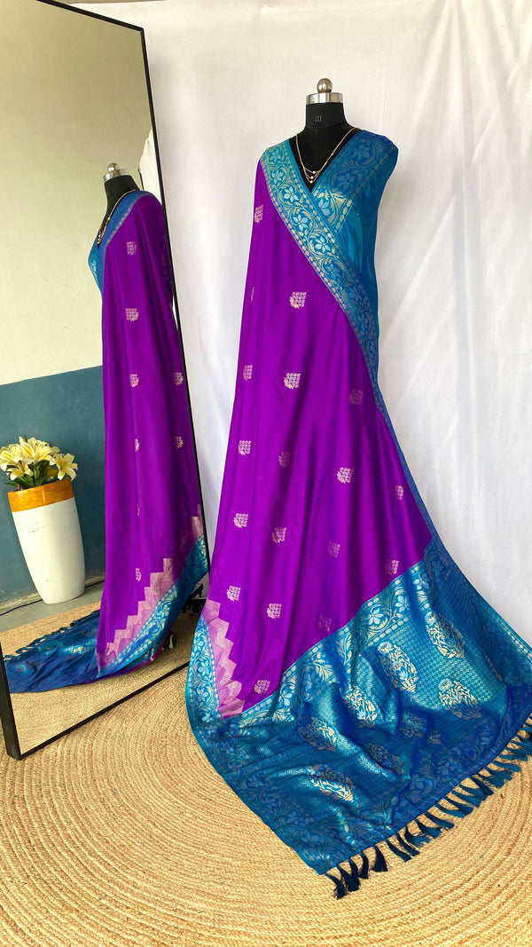 Shining Tone Silk Purple Color Saree
