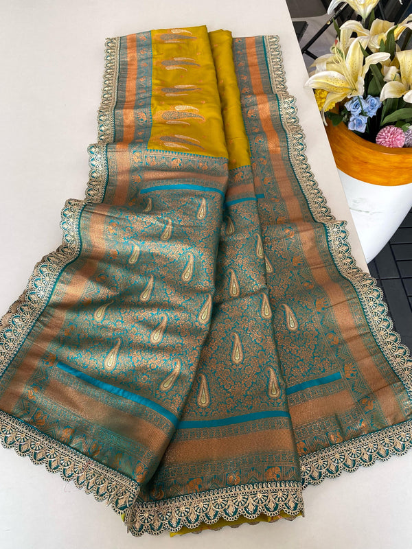 Peaceful Paithani Silk Mustard Color Saree
