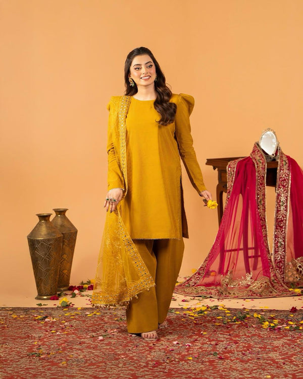 Gorgeous Mustard Color Farshi Salwar Suit