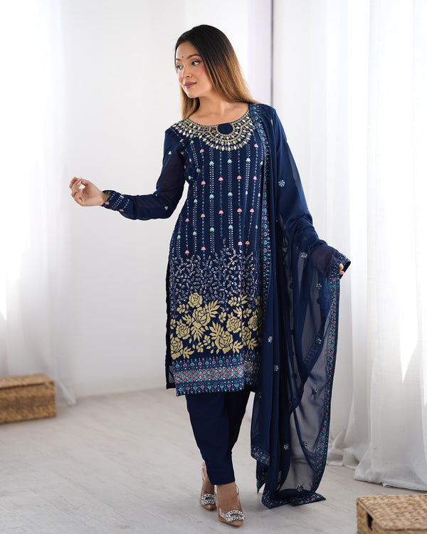 Wonderful Sequence Work Navy Blue Color Salwar Suit