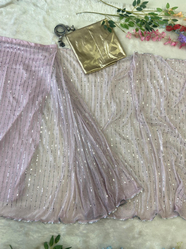 Stunning Embroidery Work Purple Color Saree