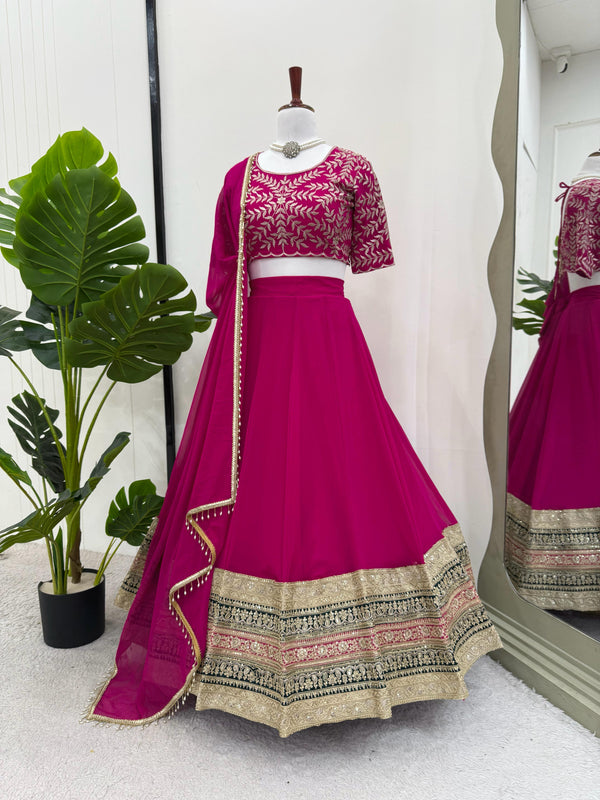 Function Wear Heavy Work Pink Color Lehenga choli