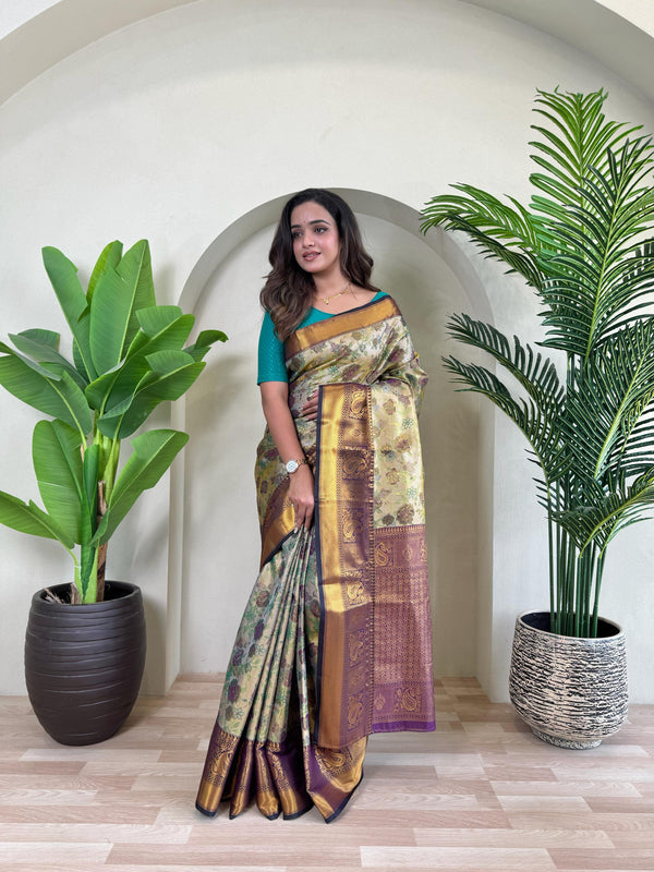 Demanding Kanchipuram Wine Color Saree