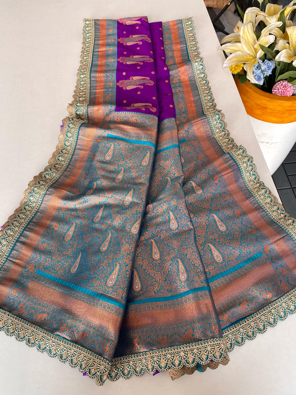 Peaceful Paithani Silk Purple Color Saree