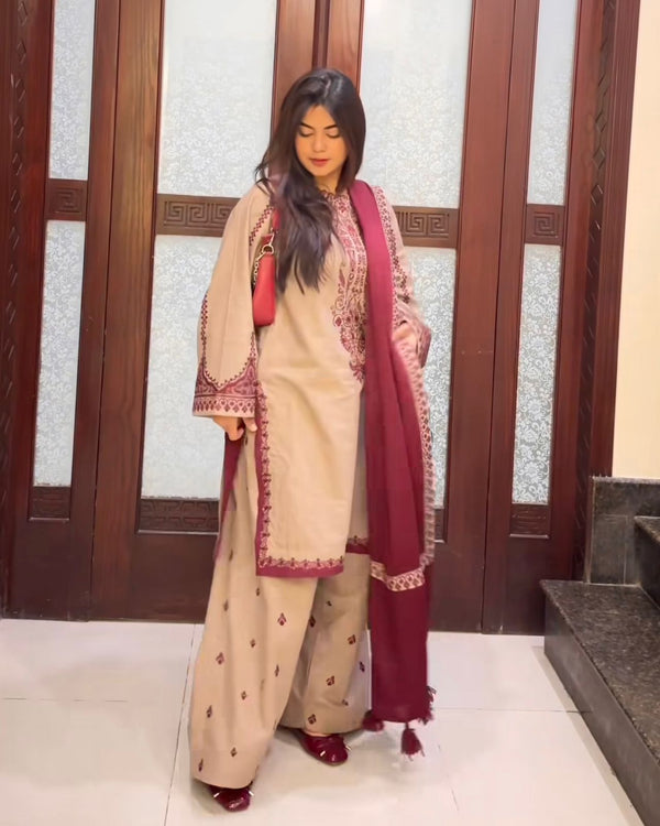 Peach Color Georgette Embroidery Work Palazzo Suit