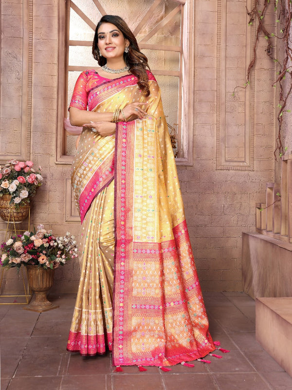 Adorable Banarasi Tissue Silk Mustard Color Saree