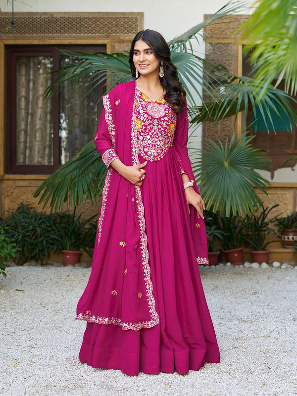 Awesome Sequence Work Pink Color Gown