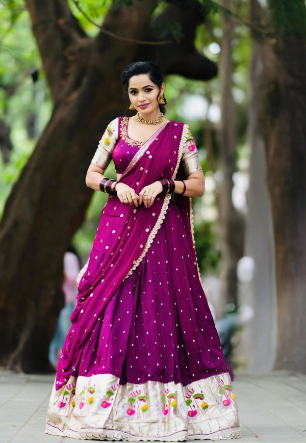 Occasion Wear Sequence Work Wine Color Lehenga Choli