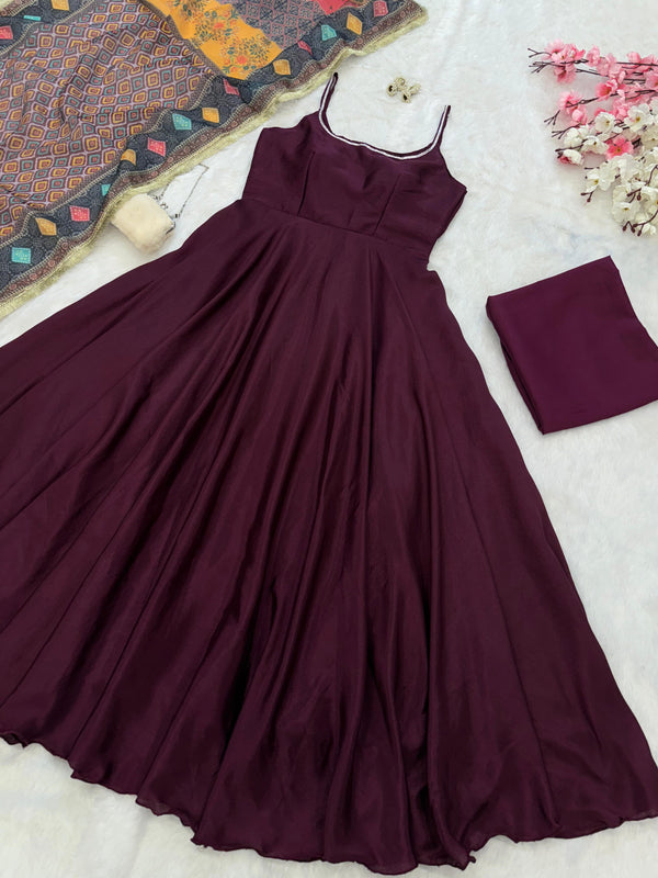 Wine Color Huge Flair Exclusive Anarkali Suit