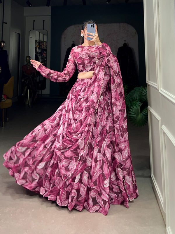 Delightful Tabby Silk Pink Color Lehenga Choli