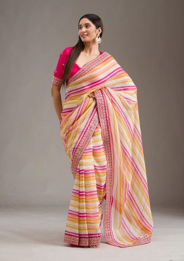 Mesmerizing Pink Tabby Silk Cording Work Saree