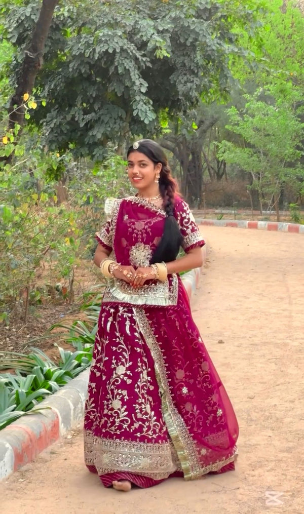 Maroon Color Heavy Work Rajputi Poshak