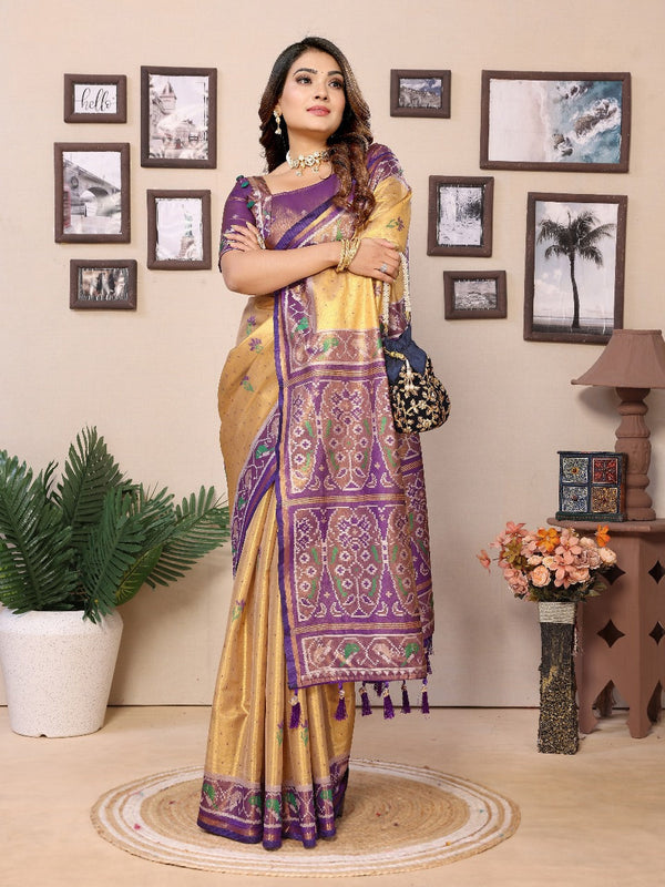 Presenting Tissue Silk Purple Color Saree