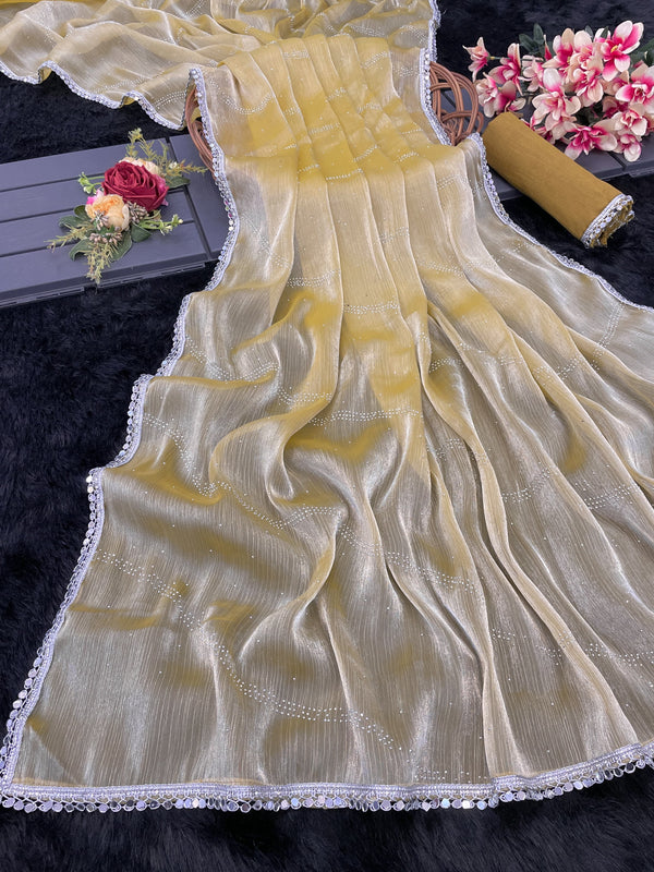 Eyes Catching Burberry Silk Mustard Color Saree