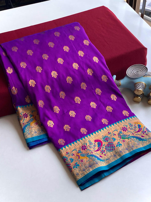 Occasion Wear Meenakari Butti Purple Color Paithani Silk Saree