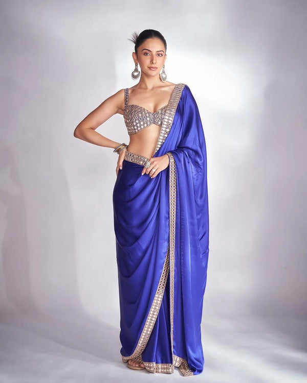 Festive Wear Rangoli Silk Blue Color Saree