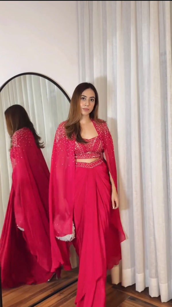 Preferable Sequence Embroidery Work Pink Color Lehenga With Shrug