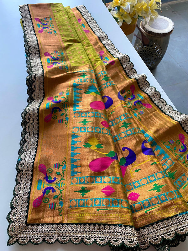 Ravishing Mustard Color Paithani Silk Saree