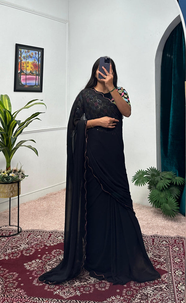 Charming Georgette Black Color Gown