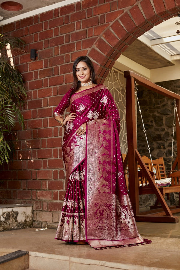 Wedding Wear Kanjivaram Silk Pink Color Heavy Saree