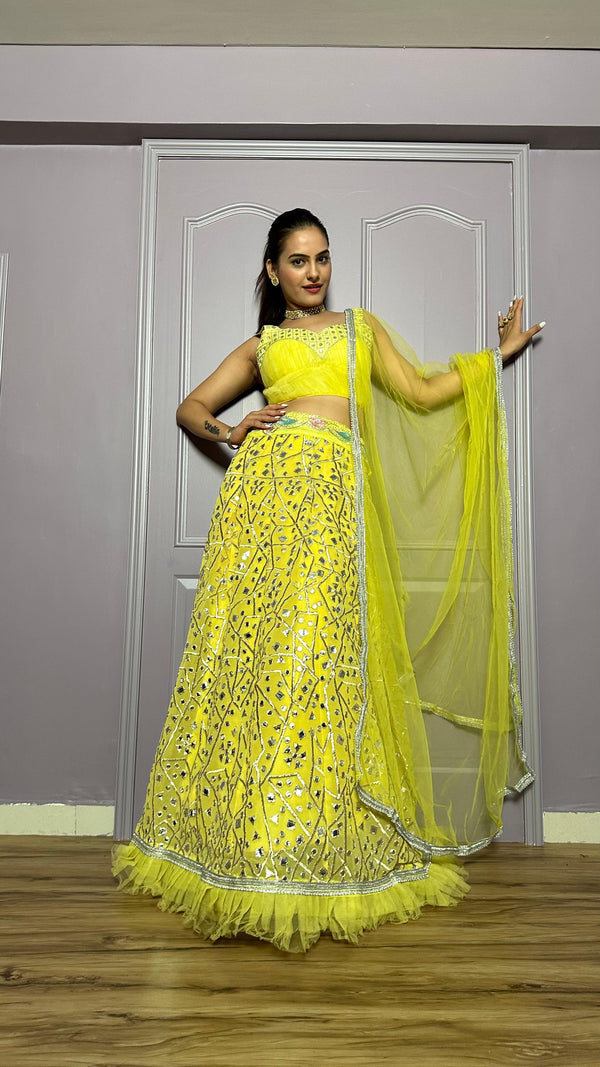 Party Wear Yellow Color Gorgeous Lehenga Choli