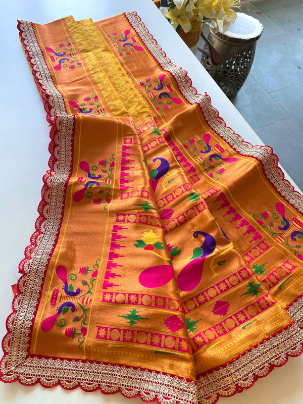 Ravishing Yellow Color Paithani Silk Saree