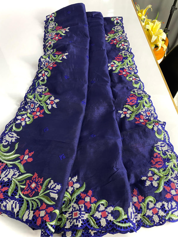 Wedding Wear Tussar Silk Blue Color Saree