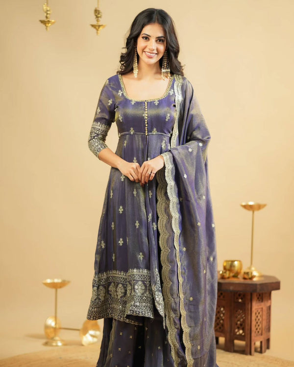 Simmer Silk Lavender Color Top With lehenga