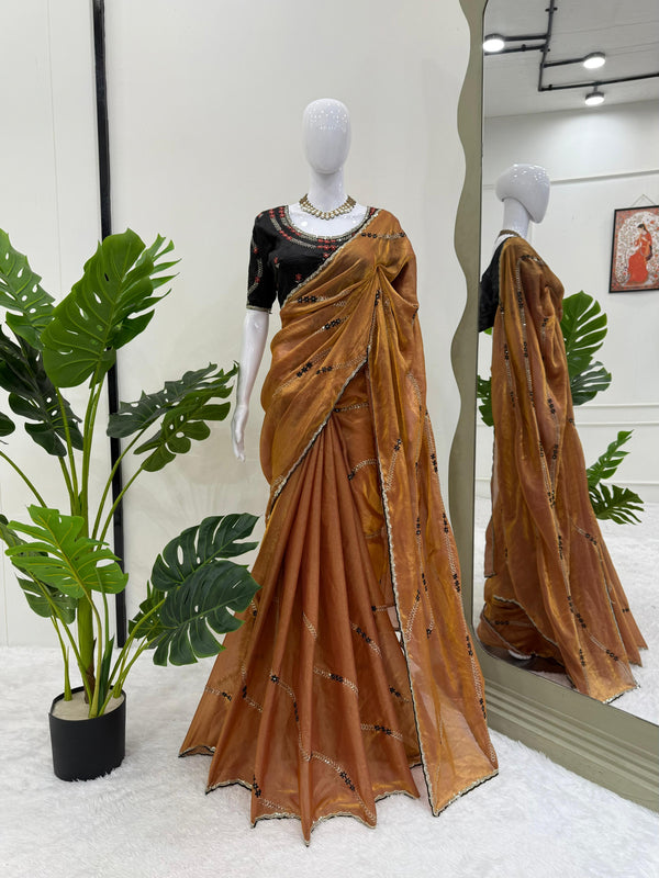 Orange Color Adorable Fandy Silk Saree