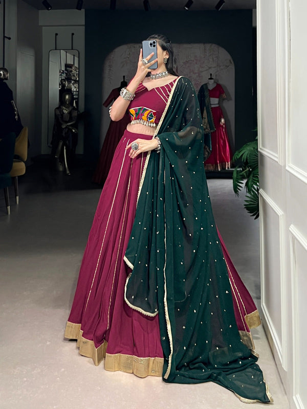 Maroon Color Gotta Patti Touch Navratri Lehenga Choli Set