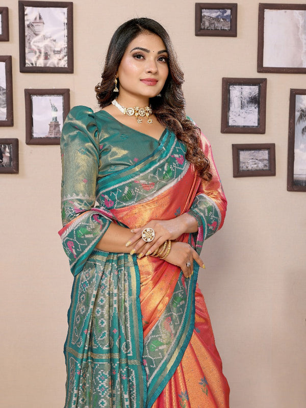 Presenting Tissue Silk Orange Color Saree