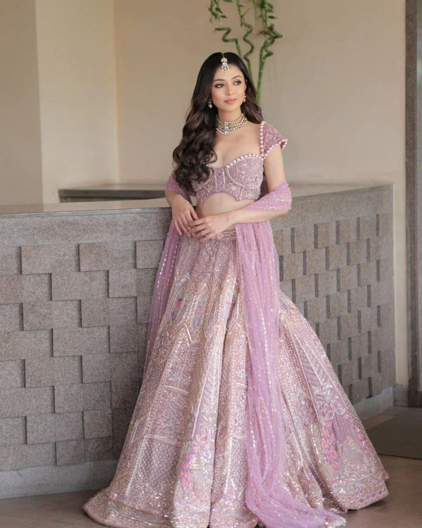 Amazing Kasturi Silk Pink Color lehenga choli