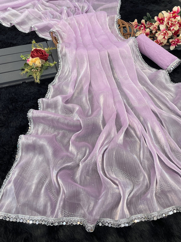 Eyes Catching Burberry Silk Pink Color Saree