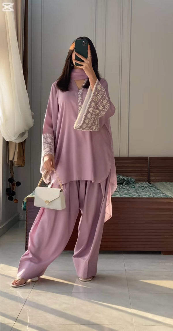 Pretty Light Pink Palazzo Suit With Dupatta