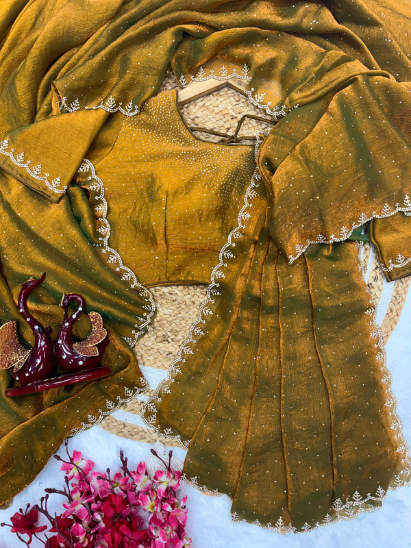 Elegance Fendy Chiffon Mustard Color Saree