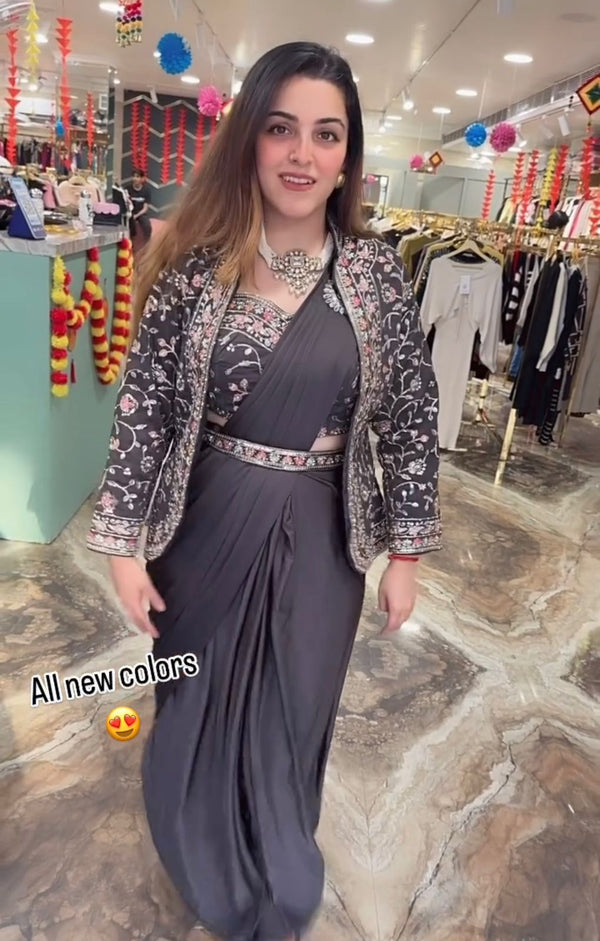 Wedding Wear Rangoli Silk Black Color Saree With Koti