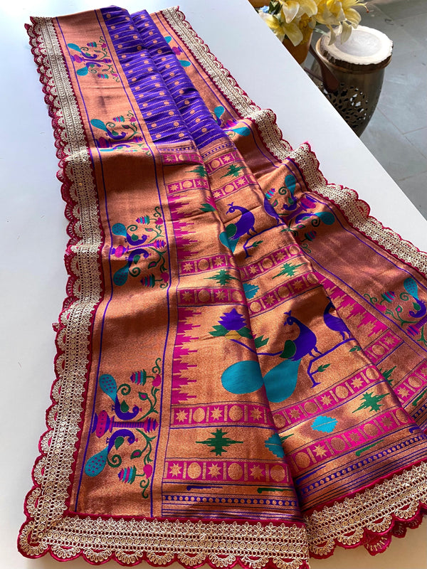 Ravishing Blue Color Paithani Silk Saree