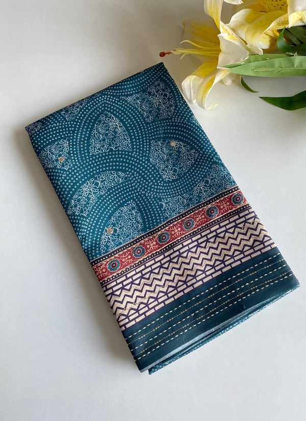 Elegant Bandhani Prints Blue Color Saree