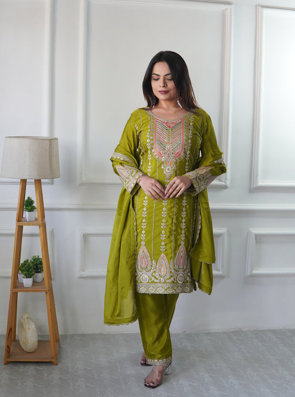 Adorable Sequence Work Green Color Salwar Suit