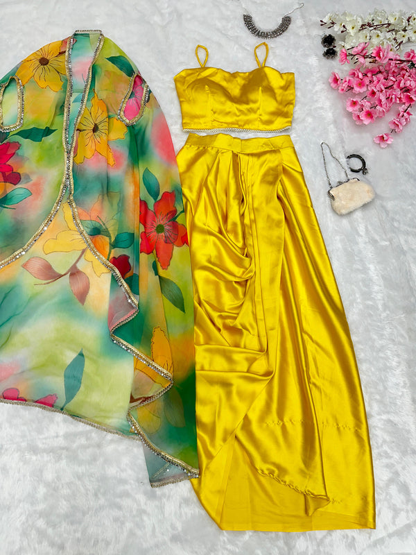 Outstanding Party Wear Yellow Color Dhoti Suit